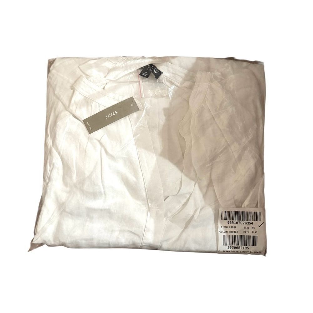 NWT J CREW PETITE Cabana dress in linen in white - Picture 9 of 9
